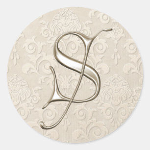 Silver Monogram Wedding Stickers - letter S