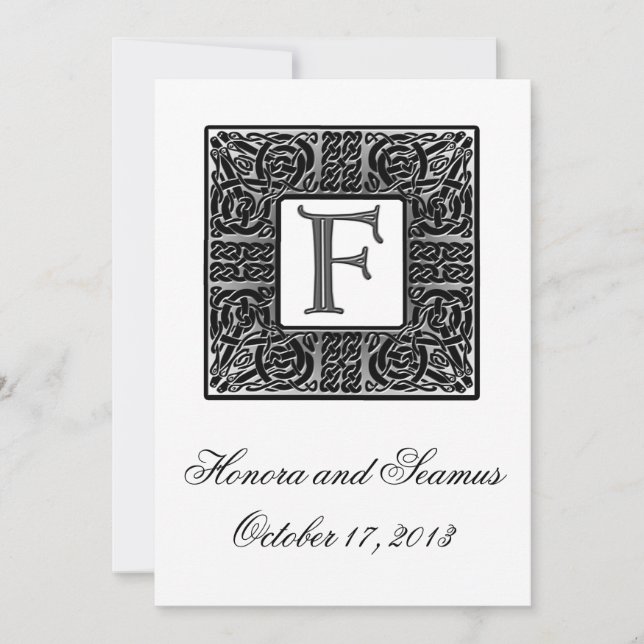 Silver Monogrammed Celtic Wedding Invitation (Front)