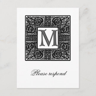 Silver Monogrammed Celtic Wedding RSVP Card