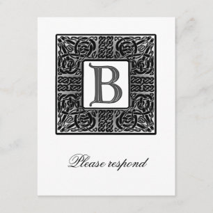 Silver Monogrammed Celtic Wedding RSVP Card