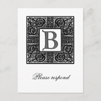 Silver Monogrammed Celtic Wedding RSVP Card