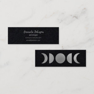 Silver Moon Phases Astrologist Holistic Healer Mini Business Card