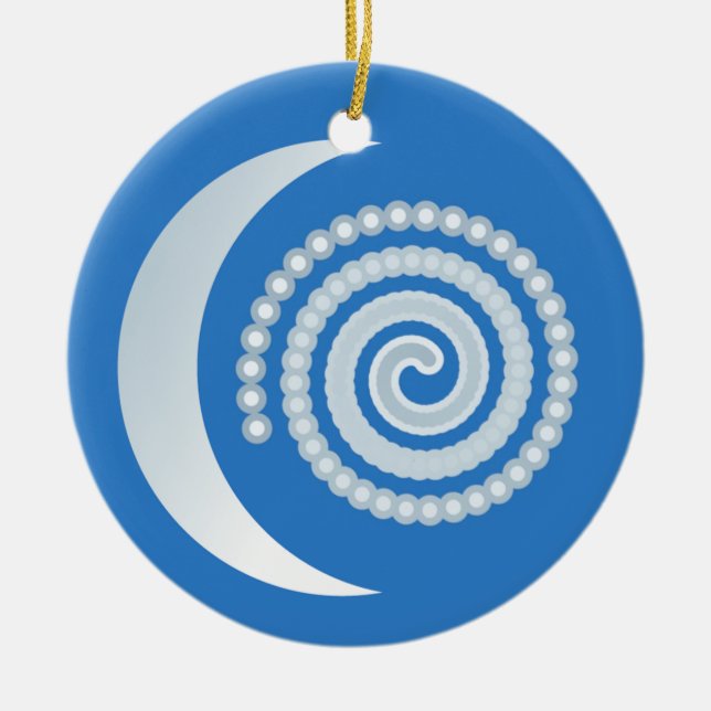 Silver Moon Spiral Ceramic Ornament (Front)