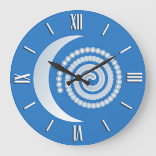 Silver Moon Spiral Large Clock