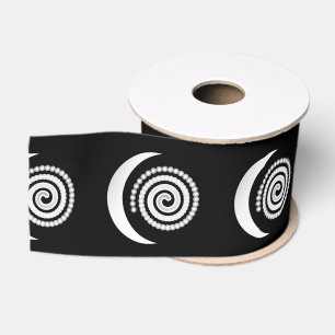 Silver Moon Spiral on black Grosgrain Ribbon
