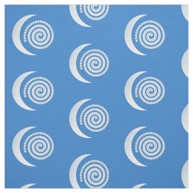 Silver Moon Spiral on deep blue Fabric (Swatch)