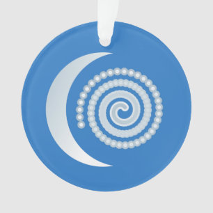 Silver Moon Spiral on deep blue Ornament