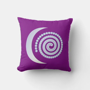 Silver Moon Spiral on purple Cushion