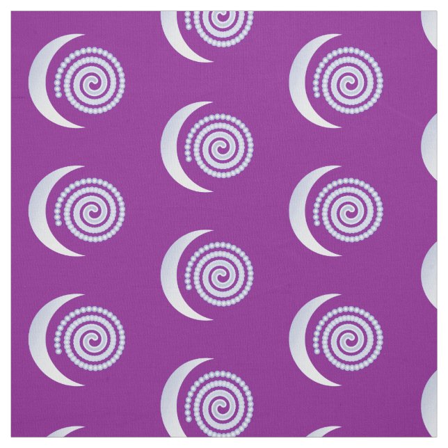 Silver Moon Spiral on purple Fabric (Swatch)