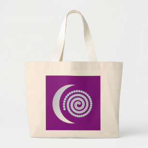 Silver Moon Spiral on purple Large Tote Bag