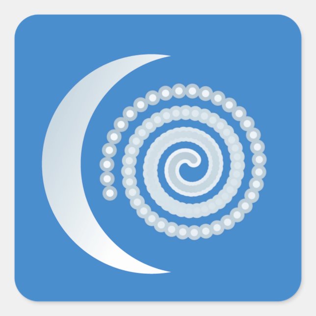Silver Moon Spiral Square Sticker (Front)
