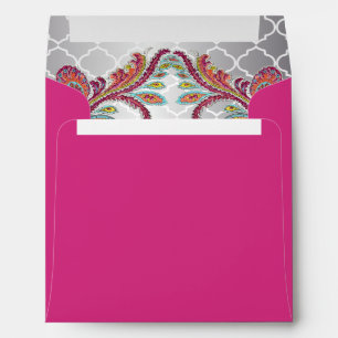 Silver Moroccan Tile Pattern Pink Paisley Inside Envelopes