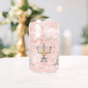 Silver Motifs Elegant Hanukkah Menorah Can Glass