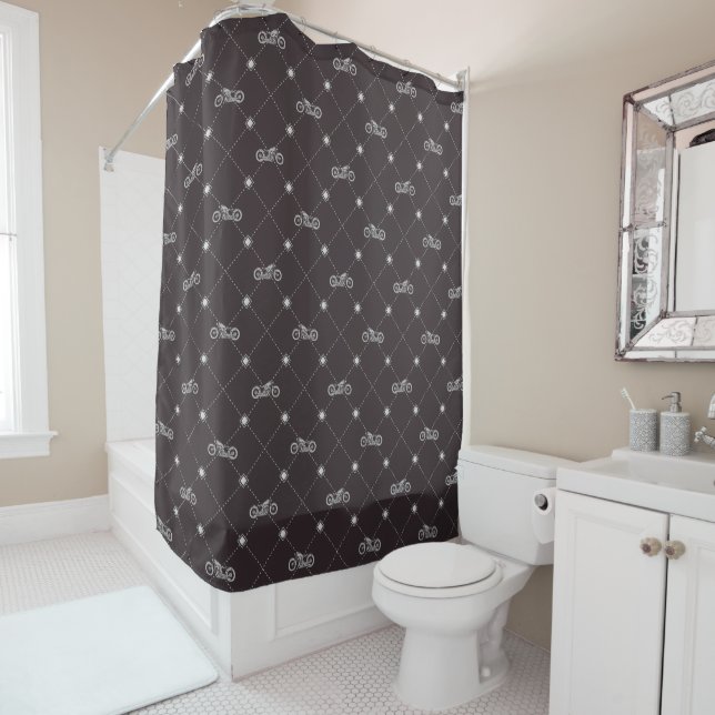 Silver Motorcycle Shower Curtain (In Situ)