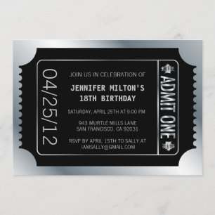 Silver Movie Ticket Invitation