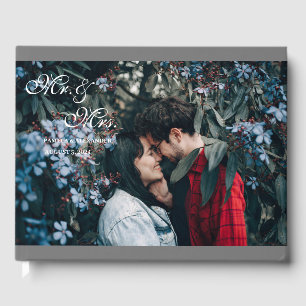 Silver Mr Mrs Photo Wedding Guest Book