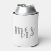 Silver mrs, chic script, faux glitter