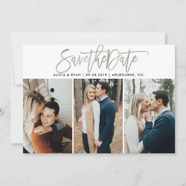 Silver multiple photos save the date (Front)