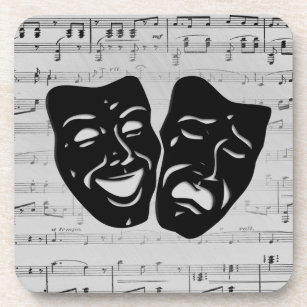 Silver Music and Theatre Masks Coaster