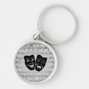 Silver Music and Theatre Masks Key Ring