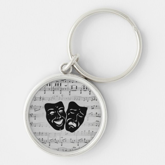 Silver Music and Theatre Masks Key Ring (Front)