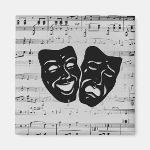 Silver Music and Theatre Masks Magnet