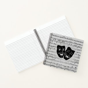 Silver Music and Theatre Masks Notebook