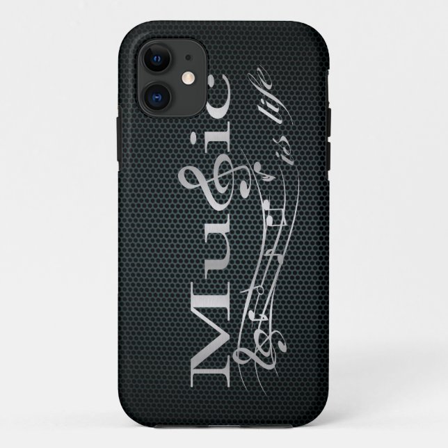 Silver Music is Life with Metal Mesh Case-Mate iPhone Case (Back)