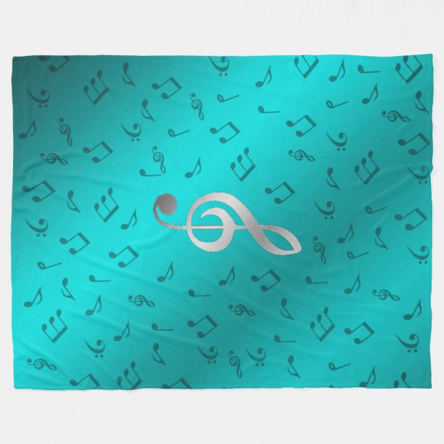 silver music notes fleece blanket (Front (Horizontal))