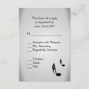 Silver Music Wedding Menu Choice RSVP
