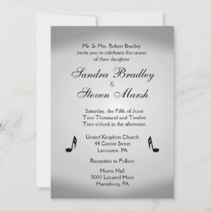 Silver Music Wedding Theme Invitation