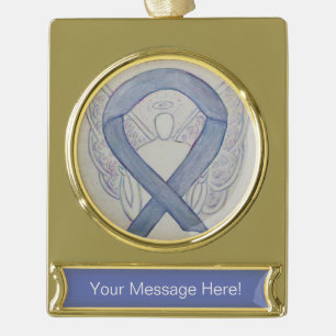 Silver Mystic Awareness Ribbon Angel Art Ornament