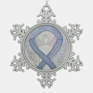 Silver Mystic Awareness Ribbon Angel Ornament