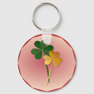 Silver n Gold Shamrocks In My Heart Key Ring