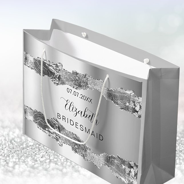 Silver name elegant bridesmaid large gift bag (Creator Uploaded)