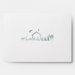 Silver Nativity Christmas Envelope Return Address