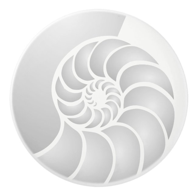 Silver Nautilus Coastal Style Ceramic Knob (Front)