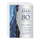 Silver Navy Blue Agate Surprise 80th Birthday