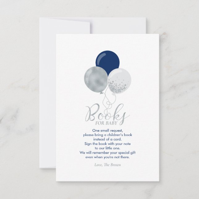 Silver Navy Blue Books for Baby, Book Request Card (Front)