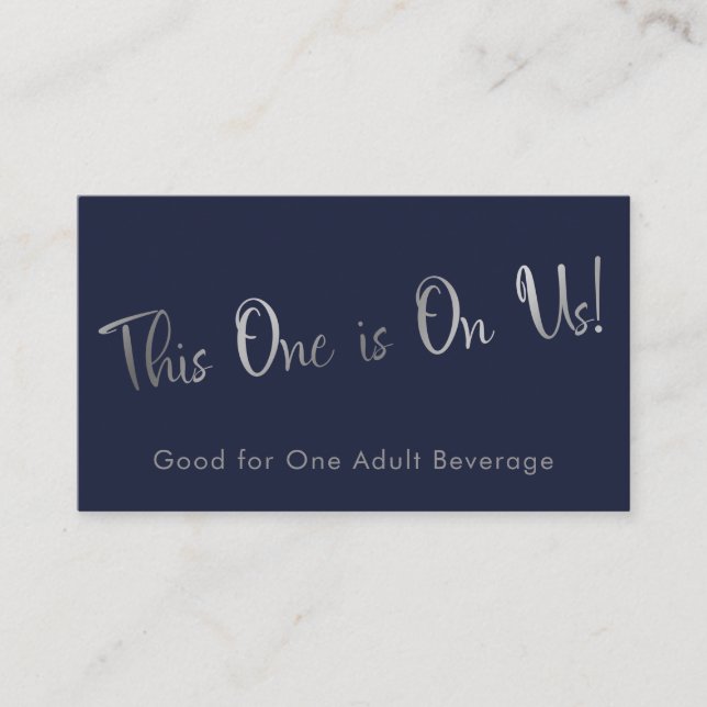 Silver & Navy Casual Drink Tickets Insert Cards (Front)