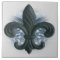 "silver/navy" iron fleur de lis LARGE TILE/TRIVET