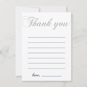 Silver & Navy   Modern Boy Party Thank You Note Card