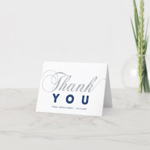 Silver & Navy Modern Chic Party Thank You Note