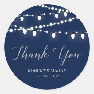 Silver & Navy   String Lights Thank you Sticker