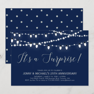 Silver & Navy   Surprise 25th Wedding Anniversary Invitation