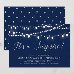 Silver & Navy   Surprise 25th Wedding Anniversary Invitation