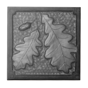 Silver Oak leaf Ceramic Decorative tile