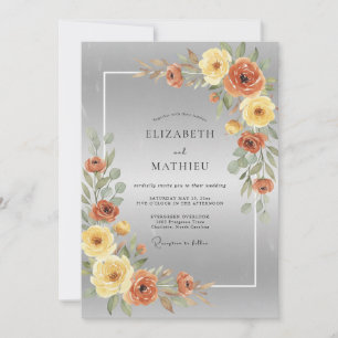 Silver Ochre Watercolor Wedding Invitation