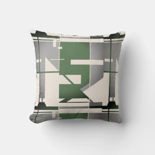 Silver Olive Beige Bold Southwest Look Abstract Cushion