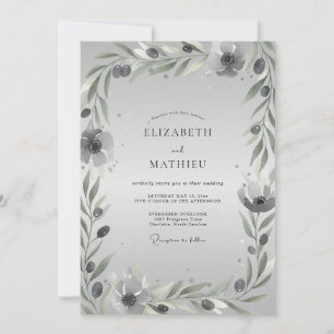 Silver Olive Leaf Wedding Invitation